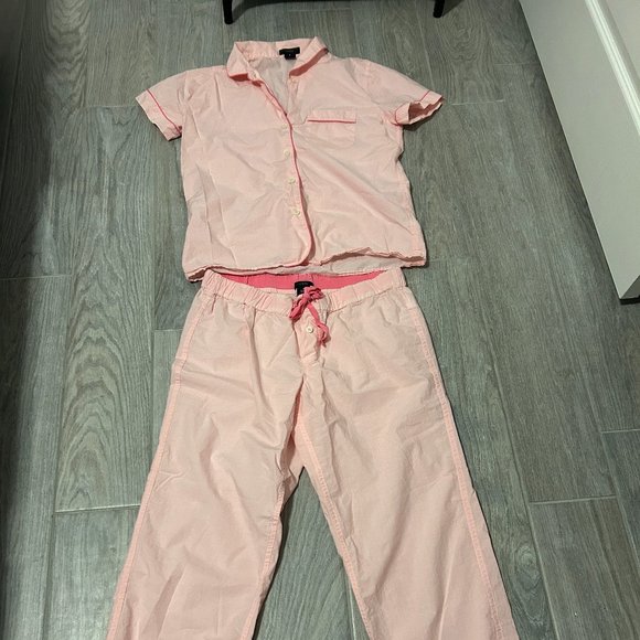J. Crew Other - Women's J Crew Pink Poplin Pajama Set - SMALL